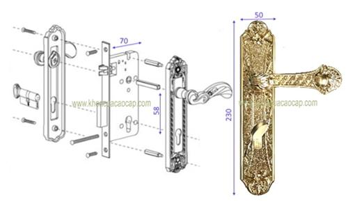 Khóa cửa gỗ bằng đồng