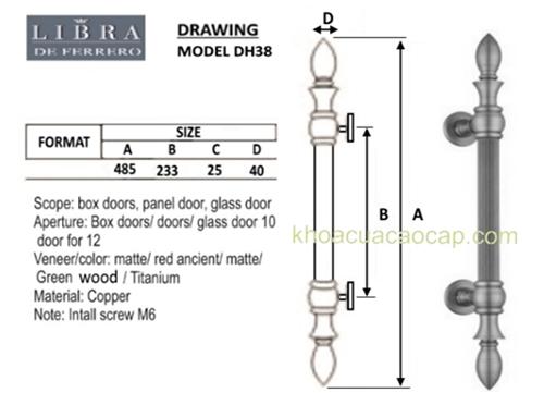 Đặc điểm kỹ thuật tay nắm cửa DH38