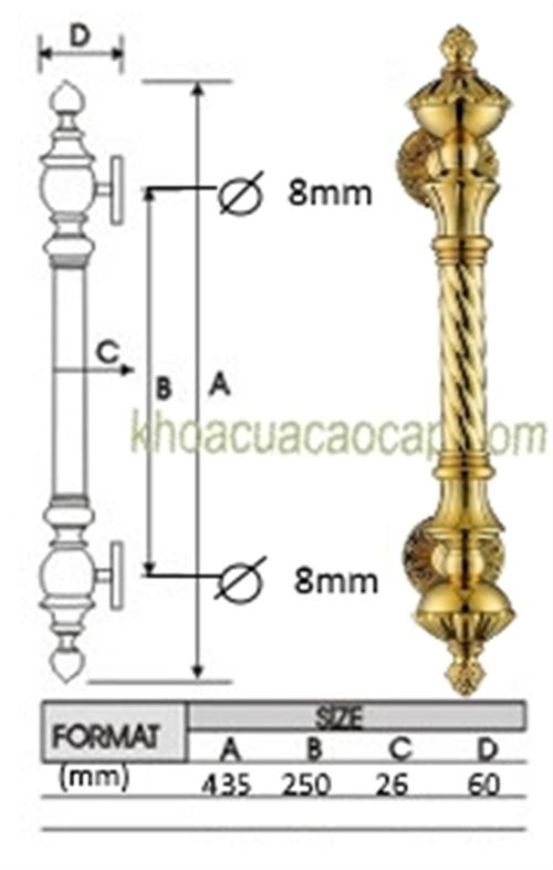 Thông số kỹ thuật tay nắm cửa phòng DH26