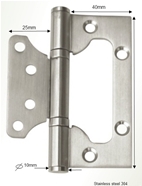 Bản Lề Lồng Lá Inox 304- BL1:Bản lề chuyên dùng cho các loại cửa đố rỗng, lắp nổi, giúp giảm tối đa khe hở, khe hở 1,8mm-2,8mm, phù hợp với nhiều loại cửa như: nhựa, sắt, nhôm, gỗ nhân tạo
