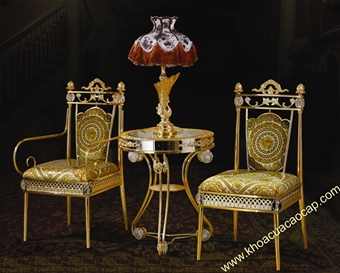 Bộ Bàn Ghế Cổ Mạ Vàng 24K - AC23: Bộ bàn ghế cổ Tây Ban Nha